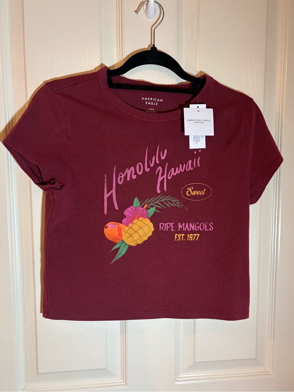 American Eagle Maroon Honolulu Hawaii Graphic Tee